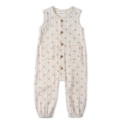 Makemake Organics Organic Buttoned Jumpsuit - Cross