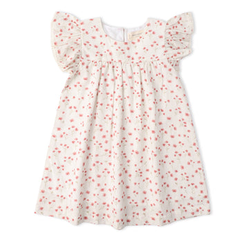 Makemake Organics Organic Short Sleeve Flutter Dress - Pink Bloom