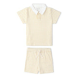 Makemake Organics Organic Collar Tee & Shorts Set - Dotty Gingham