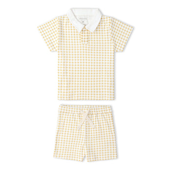 Makemake Organics Organic Collar Tee & Shorts Set - Dotty Gingham