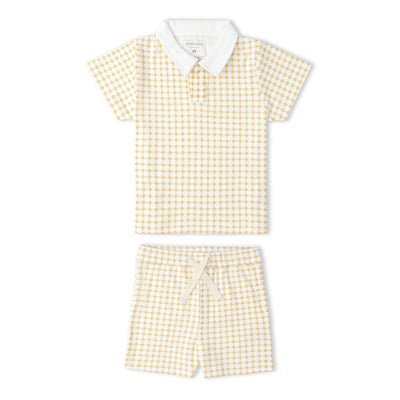 Makemake Organics Organic Collar Tee & Shorts Set - Dotty Gingham