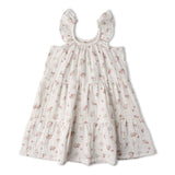 Makemake Organics Organic Ruffle Tiered Dress - Blush Floral
