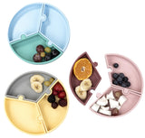 Stay-Put Suction Detachable Silicone Plate – 3-Section Baby Feeding Plate (7.5 in)
