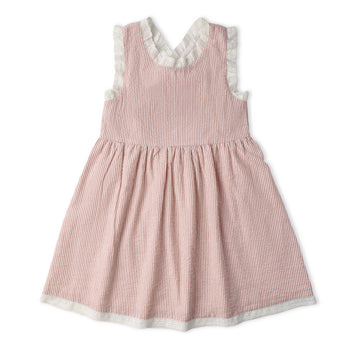 Makemake Organics Organic Cross Back Dress - Coral Stripes