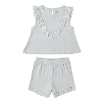 Makemake Organics Organic Ruffle Top & Shorts Set - Fog