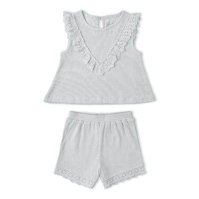 Makemake Organics Organic Ruffle Top & Shorts Set - Fog