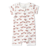 Makemake Organics Organic Short Zip Romper - Cars