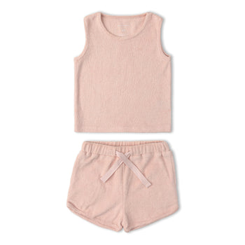 Makemake Organics Organic Sleeveless Tee & Shorts Set - Blush