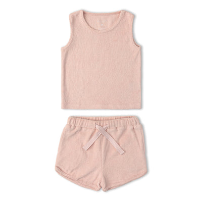 Makemake Organics Organic Sleeveless Tee & Shorts Set - Blush