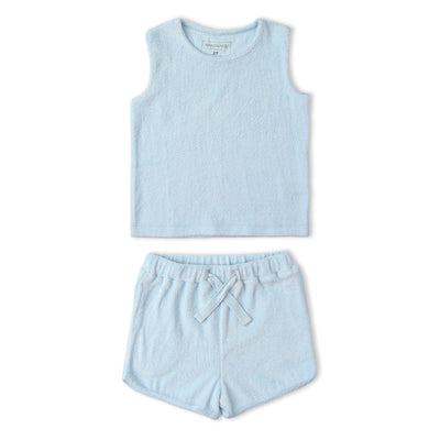 Makemake Organics Organic Sleeveless Tee & Shorts Set - Light Blue