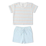 Makemake Organics Organic Terry Tee & Shorts Set - Cabana Stripes