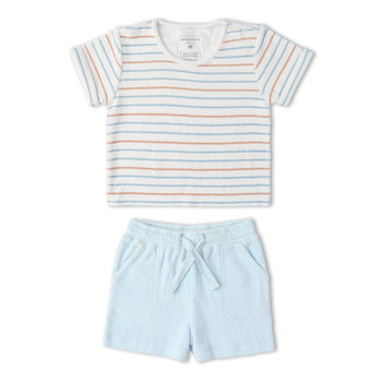 Makemake Organics Organic Terry Tee & Shorts Set - Cabana Stripes