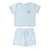 Makemake Organics Organic Terry Tee & Shorts Set - Light Blue