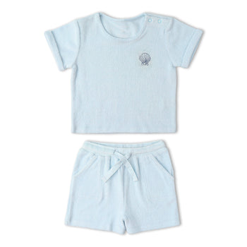 Makemake Organics Organic Terry Tee & Shorts Set - Light Blue