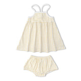 Makemake Organics Organic Tie-Back Strap Dress - Dotty Gingham