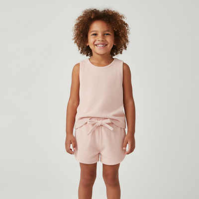 Makemake Organics Organic Sleeveless Tee & Shorts Set - Blush