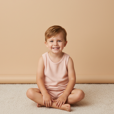 Makemake Organics Organic Sleeveless Tee & Shorts Set - Blush