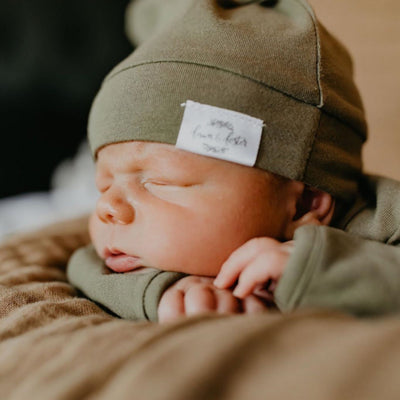 Baby Organic Knotted Gown + Top Knot Hat - Sage