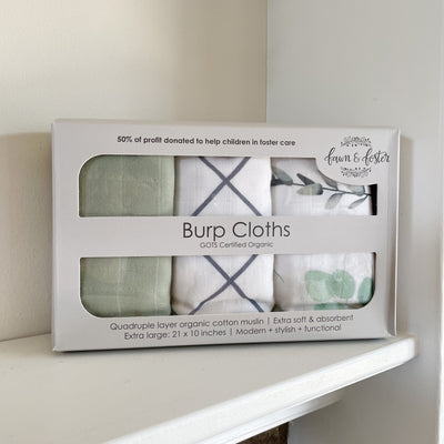 Organic Premium Burp Cloths - Sage