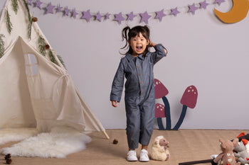 Apple Park Chambray Long-Sleeve Jumpsuit