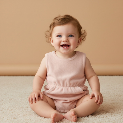 Makemake Organics Organic Clinch Romper - Blush