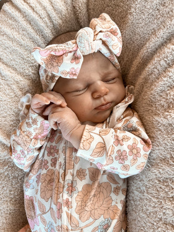 Floral Baby Jumpsuit + Bow