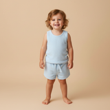 Makemake Organics Organic Sleeveless Tee & Shorts Set - Light Blue