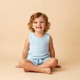 Makemake Organics Organic Sleeveless Tee & Shorts Set - Light Blue
