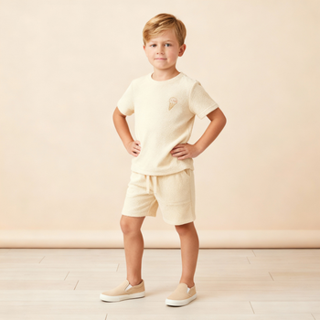 Makemake Organics Organic Terry Tee & Shorts Set - Butter Yellow
