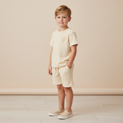 Makemake Organics Organic Terry Tee & Shorts Set - Butter Yellow