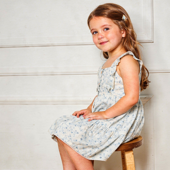 Makemake Organics Organic Flutter Buttoned Tiered Dress - Ivy Floral