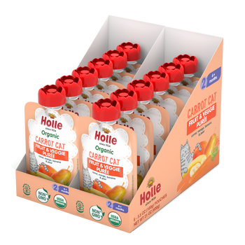 Holle Baby Food Pouches - Organic Fruit & Veggie Puree - Carrot Cat