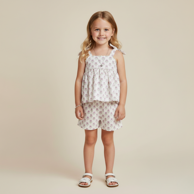 Makemake Organics Organic Tie Up Top & Shorts Set - Lavender
