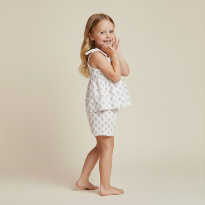 Makemake Organics Organic Tie Up Top & Shorts Set - Lavender