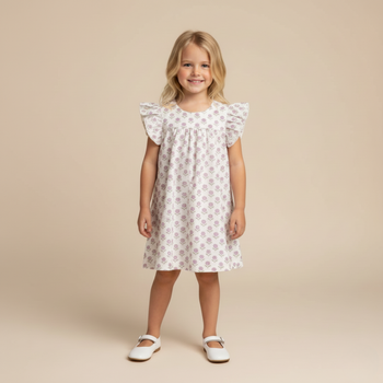Makemake Organics Organic Short Sleeve Flutter Dress - Lavender