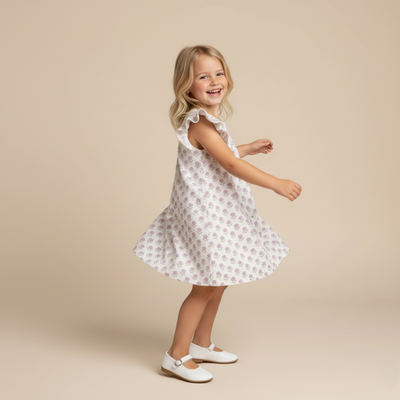 Makemake Organics Organic Short Sleeve Flutter Dress - Lavender