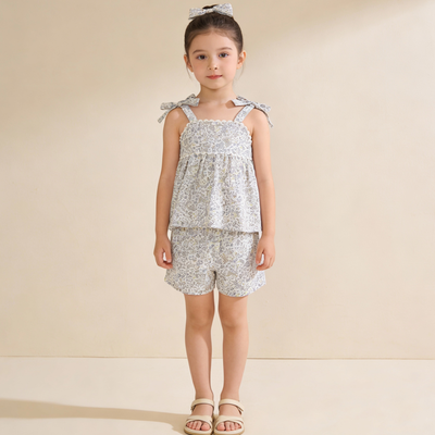 Makemake Organics Organic Tie Up Top & Shorts Set - Tulle Floral