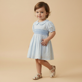 Makemake Organics Organic Smocked Collar Dress - Light Blue