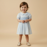 Makemake Organics Organic Smocked Collar Dress - Light Blue