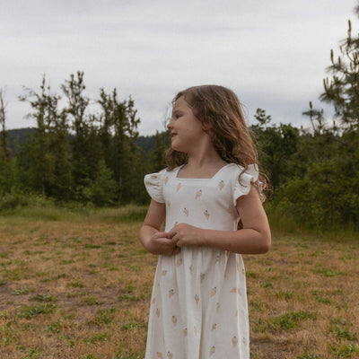 Makemake Organics Organic Cutout Back Dress - Ice Cream