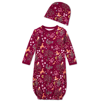 Apple Park Bamboo Blend Hat & Sleepgown Set - Woodland Dreams
