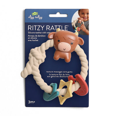 Ritzy Rattle™ Silicone Teether Rattles: Highland Cow