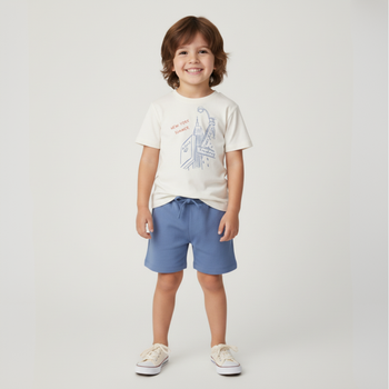 Makemake Organics Organic Graphic Tee & Shorts Set - New York
