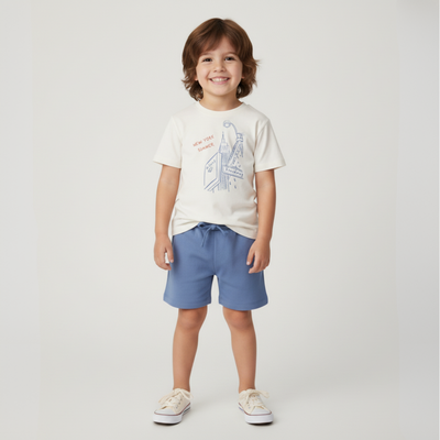 Makemake Organics Organic Graphic Tee & Shorts Set - New York