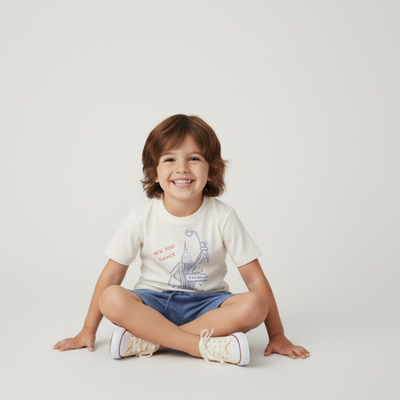 Makemake Organics Organic Graphic Tee & Shorts Set - New York