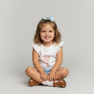 Makemake Organics Organic Sleeveless Flutter Top & Shorts Set - Lobster