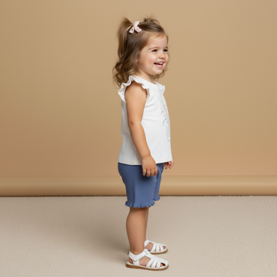 Makemake Organics Organic Sleeveless Flutter Top & Shorts Set - Spring Floral