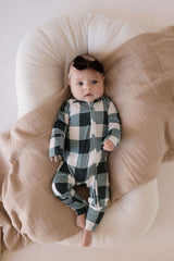 Bamboo Zip Pajamas | Evergreen Gingham | ff club