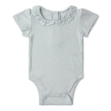 Makemake Organics Organic Lace Collar Onesie & Tights Set - Fog
