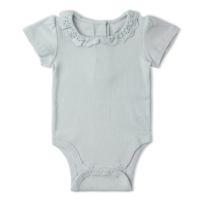 Makemake Organics Organic Lace Collar Onesie & Tights Set - Fog